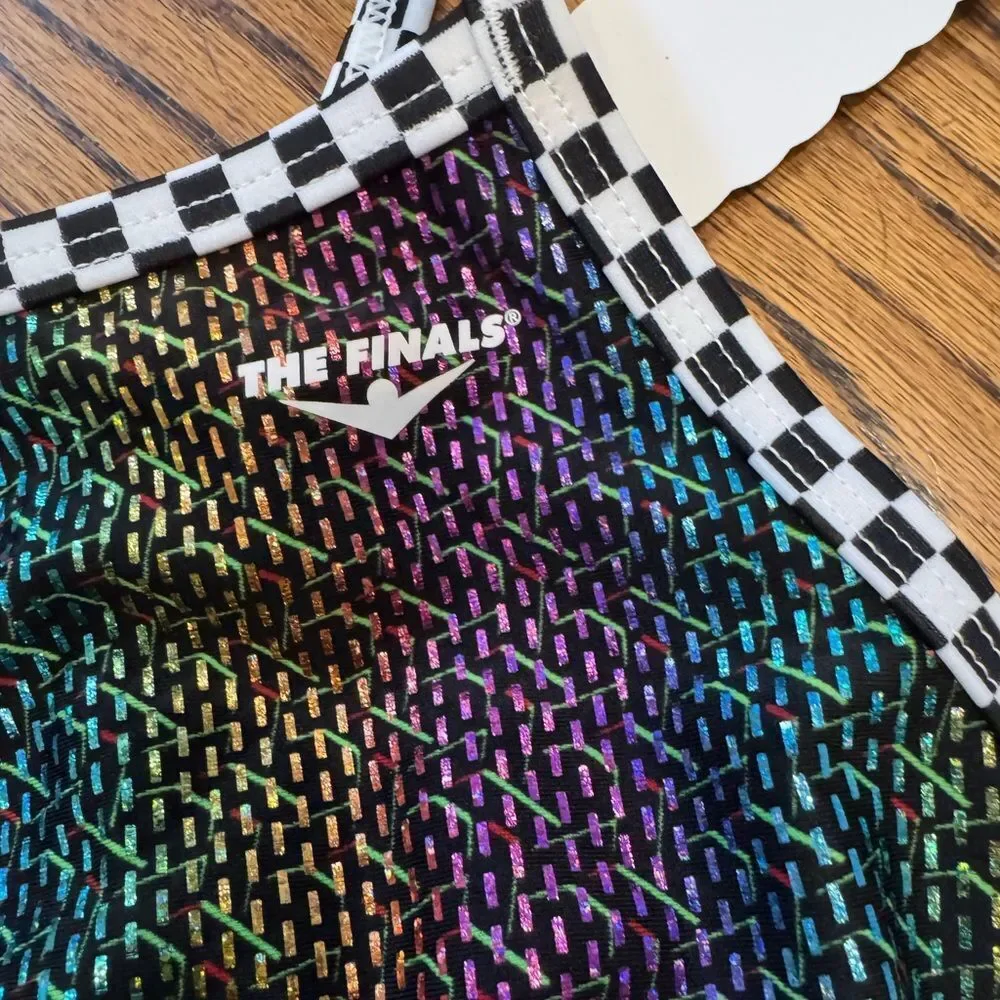 NWT New THE FINALS Racing Swimsuit Glitz Glam Foil Rainbow Flutterback 22 Girl 5